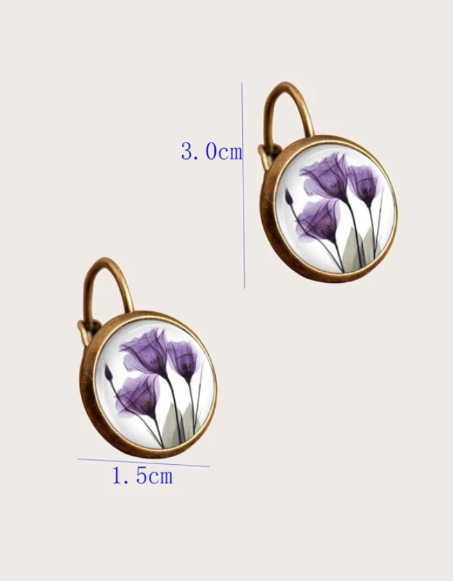 Pendientes con Detalles Florales en Aleación de Cobre-3