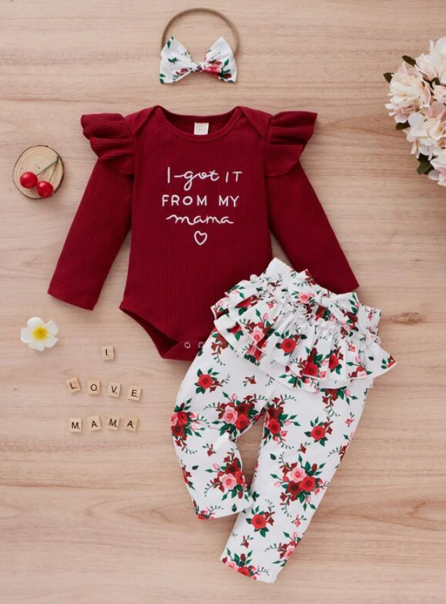 Set de 3 Piezas para Bebé - Body, Pantalón y Diadema-2