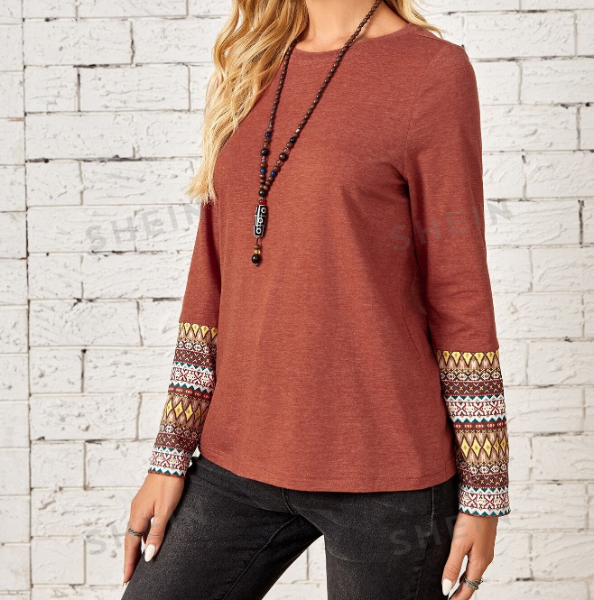 🧡 Camiseta con Estampado Geométrico - Talla M-3