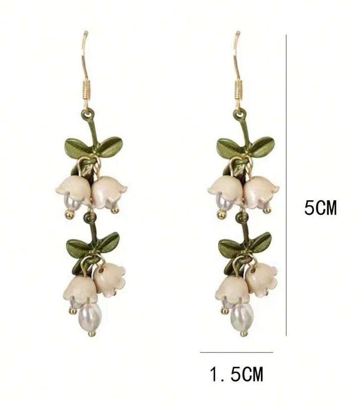 🌼 Pendientes Florales – Diseño Natural con Perlas-2