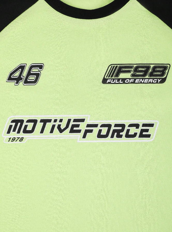 Camiseta Holgada Hombre – Estilo Motorsport Mint & Black - Talla L-4