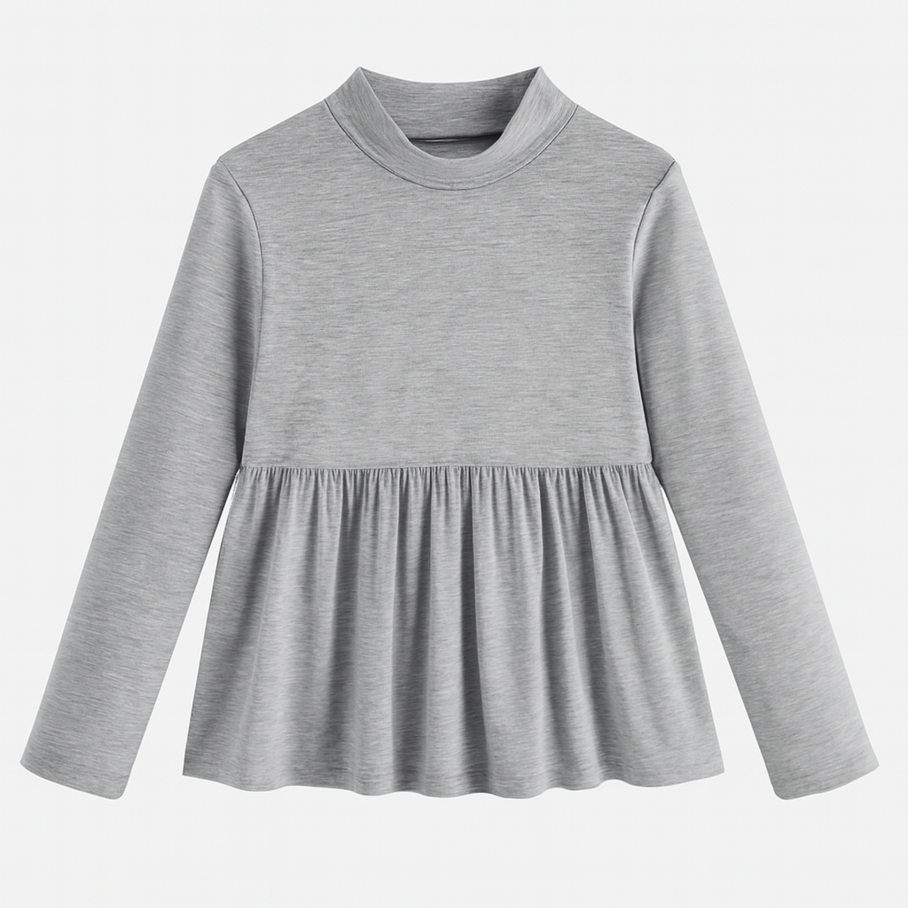 Top de Cuello Cisne con Bajo en Campana - Gris Claro - 11 a 12 años-4