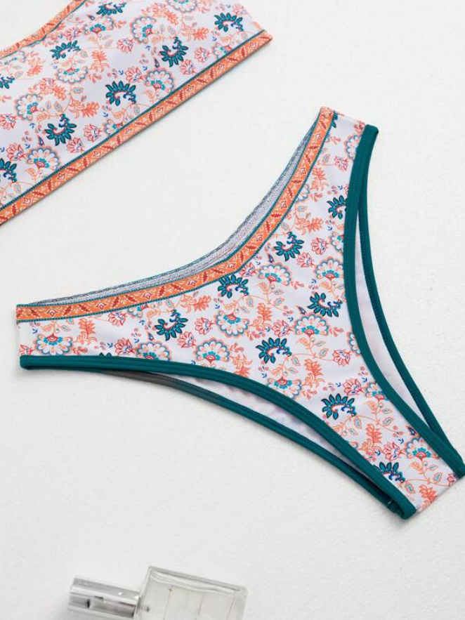 Bikini Floral de Tirantes Finos - Estilo Bohemio - Talla XL-5