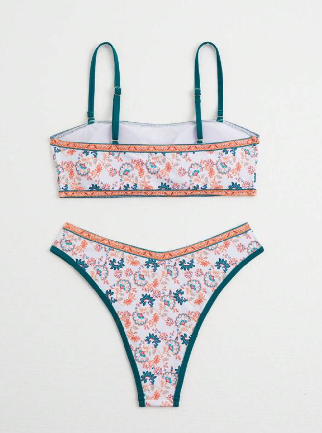 Bikini Floral de Tirantes Finos - Estilo Bohemio - Talla XL-6
