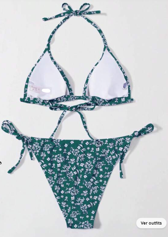 Bikini Verde con Estampado de Margaritas ✨-3