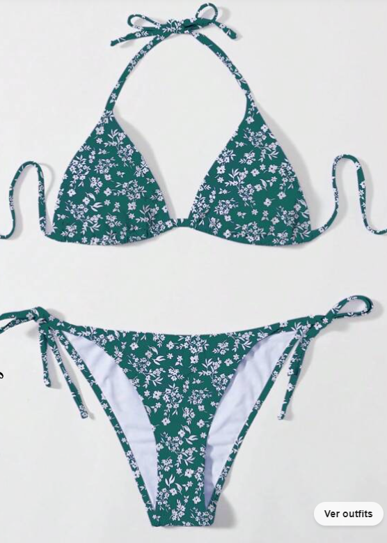 Bikini Verde con Estampado de Margaritas ✨-4