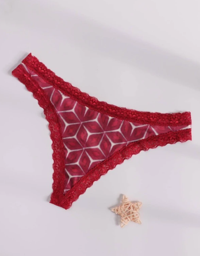 Tanga Burdeos con Encaje Contraste - Talla M-2
