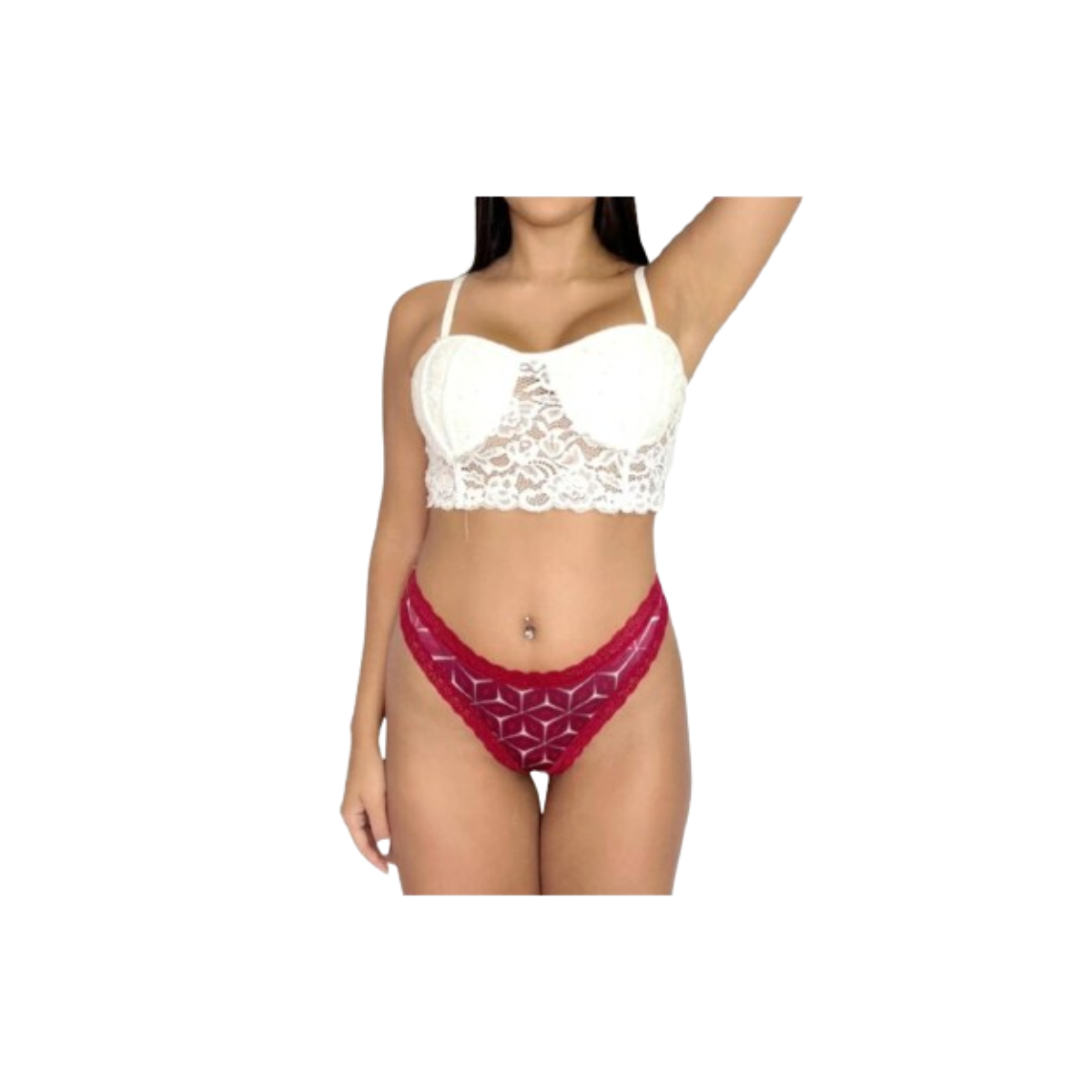 Tanga Burdeos con Encaje Contraste - Talla M-7
