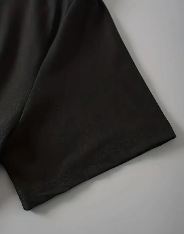 Camiseta Casual con Estampado de Mariposa - Negro-3
