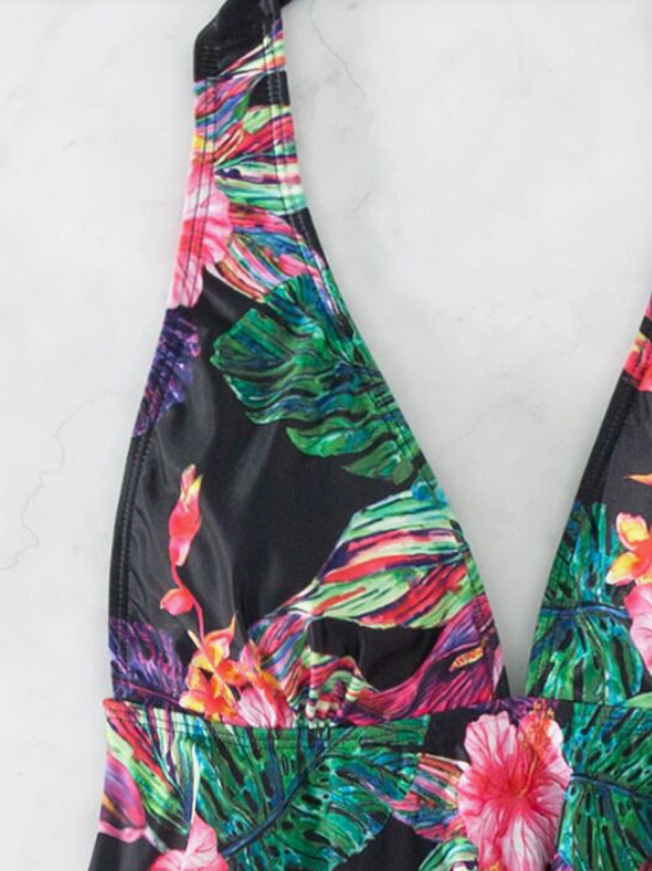 Bikini Halter con Estampado Tropical y Volantes ✨- Talla S-7