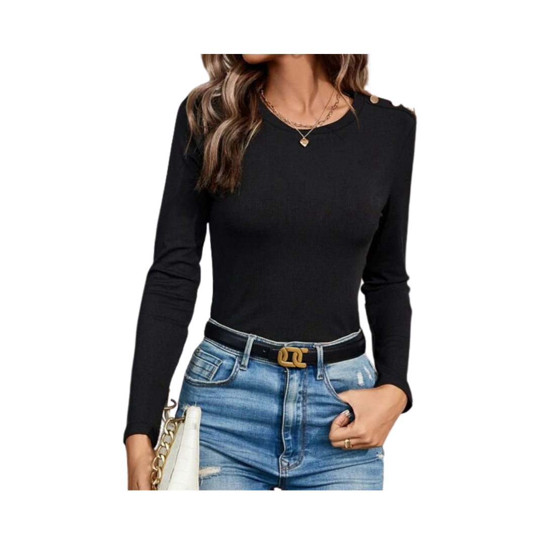 Body Manga Larga Canalé - Negro-0