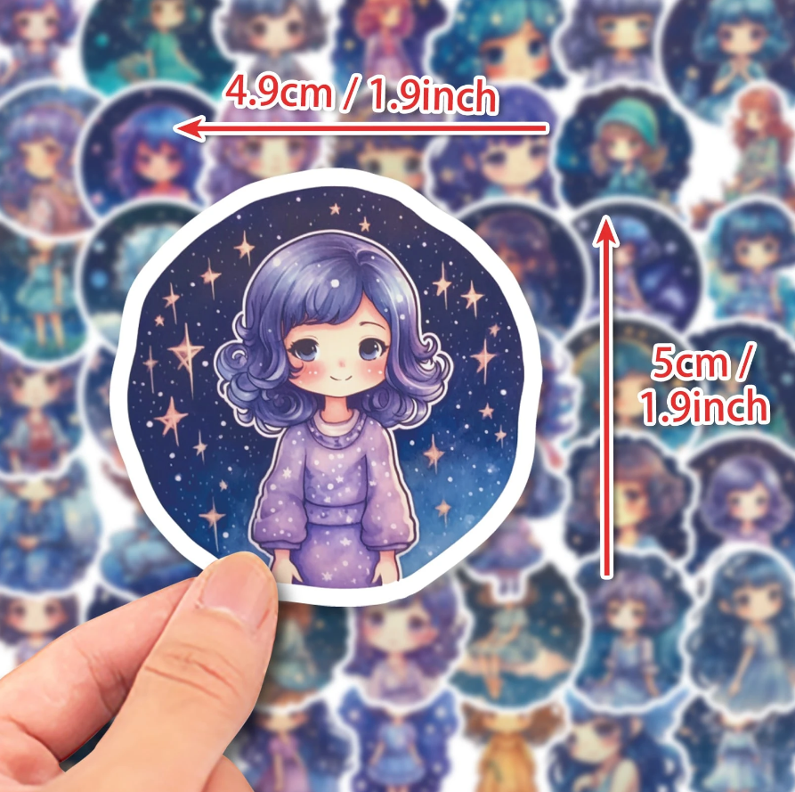 💙 Stickers Muñecas Celestiales – Pack de 10 Unidades & Estilo Fantasía-5