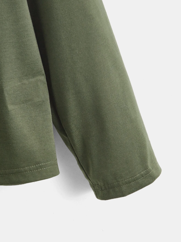 Camiseta con Estampado Geométrico y A Cuadros - Verde Militar-3