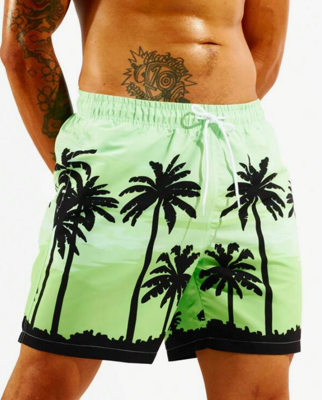 Short de Playa con Estampado de Palmeras 🌴🏖️ - Talla L-3