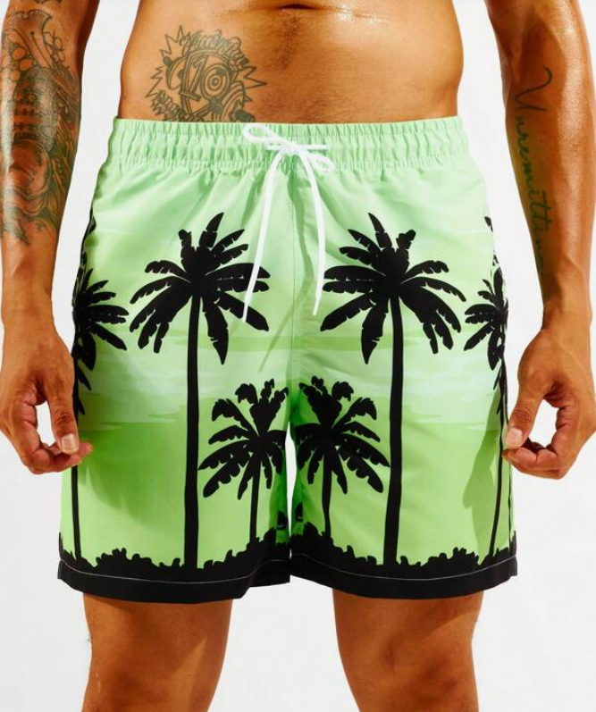 Short de Playa con Estampado de Palmeras 🌴🏖️ - Talla L-4