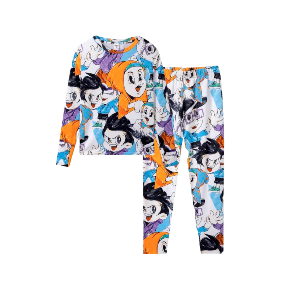 Conjunto Casual Infantil con Estampado de Dibujos Animados-0