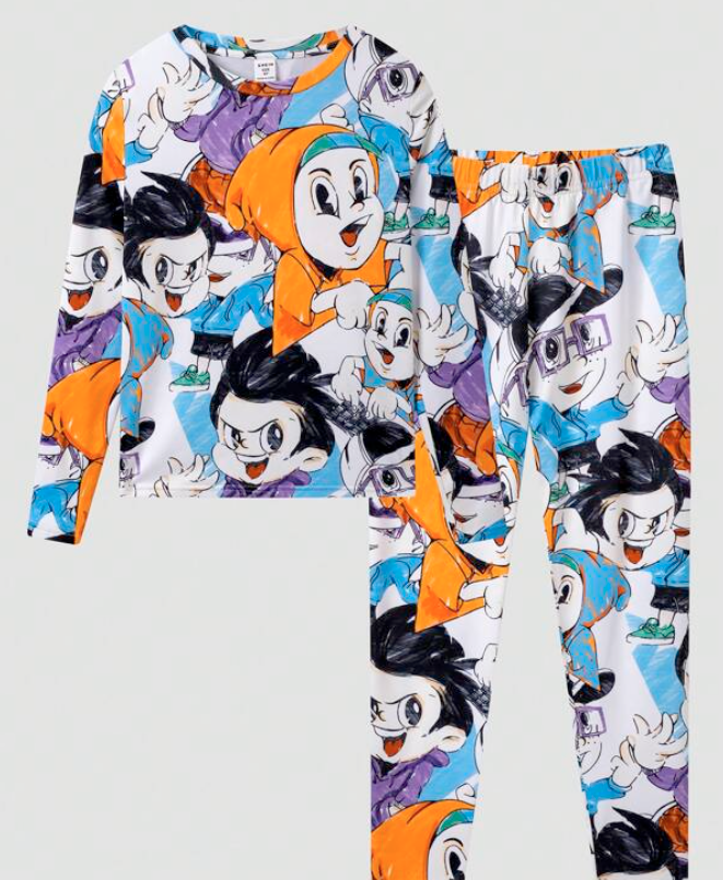 Conjunto Casual Infantil con Estampado de Dibujos Animados-2