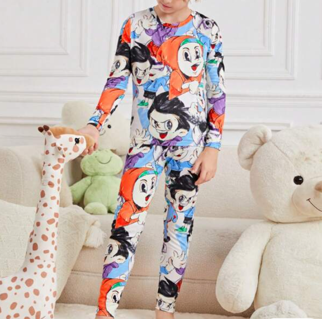 Conjunto Casual Infantil con Estampado de Dibujos Animados-3
