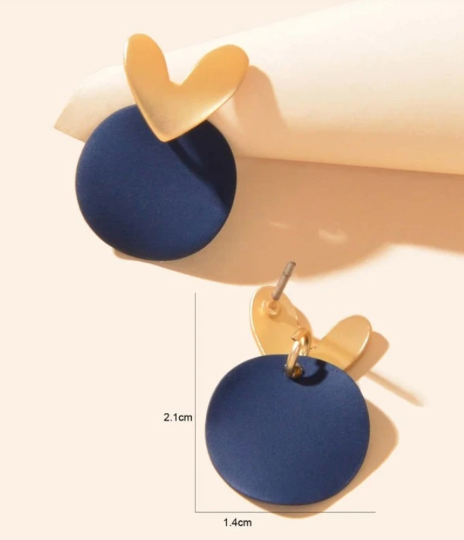 💙 Pendientes Modernos – Corazón & Aguja Plateada-2