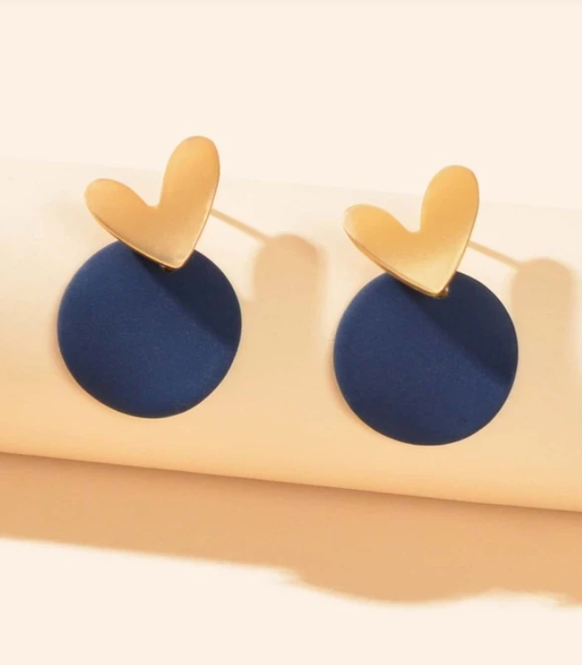 💙 Pendientes Modernos – Corazón & Aguja Plateada-3