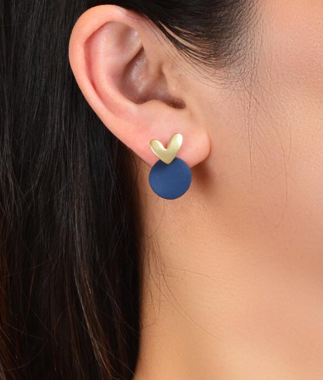 💙 Pendientes Modernos – Corazón & Aguja Plateada-4