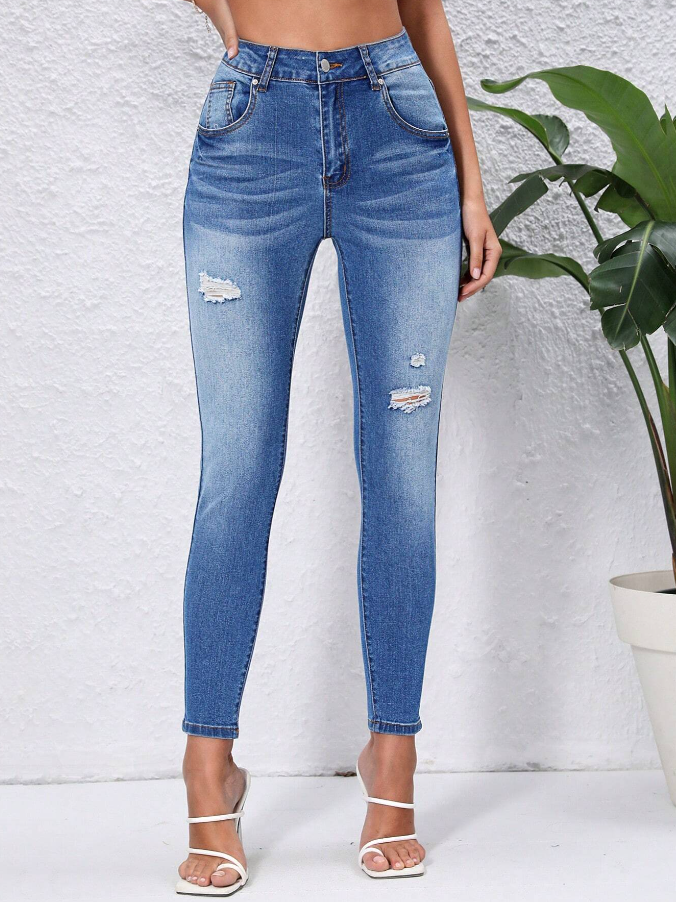 Jeans Ajustados Azules-5