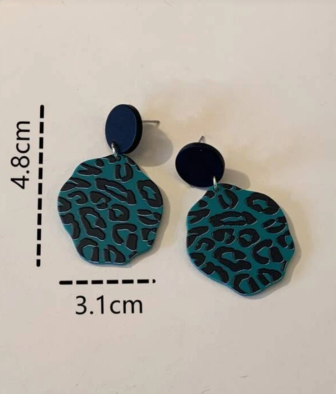 Pendientes Geométricos con Estampado Animal Print-2