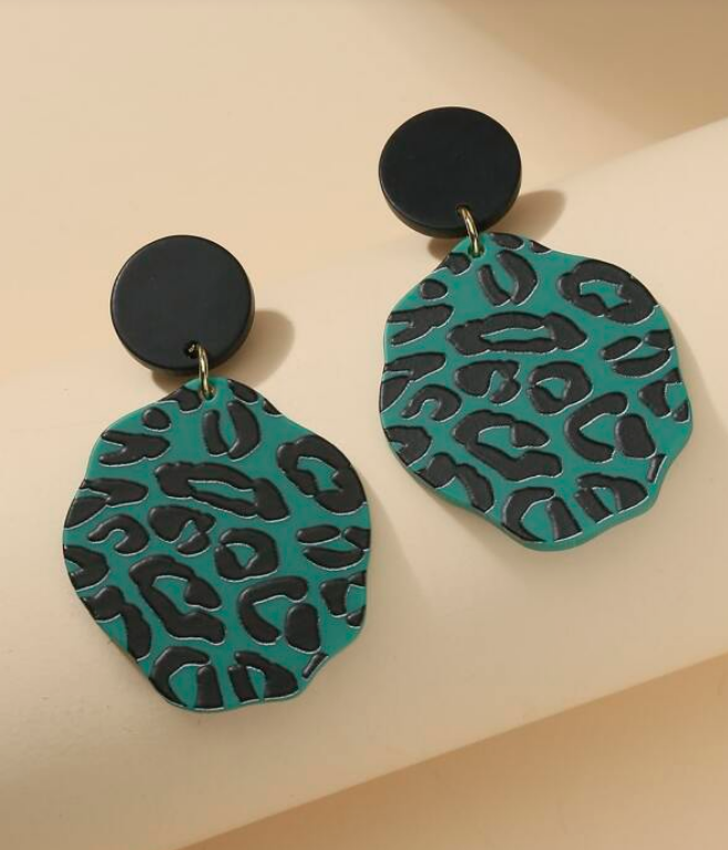 Pendientes Geométricos con Estampado Animal Print-3