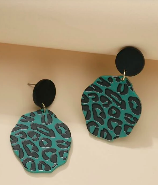Pendientes Geométricos con Estampado Animal Print-4