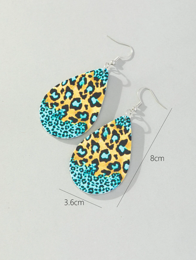 🐆 Aros Gota de Madera con Estampado Animal Print – Estilo Casual y Audaz-4