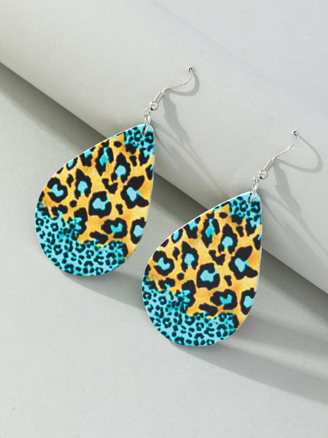 🐆 Aros Gota de Madera con Estampado Animal Print – Estilo Casual y Audaz-5