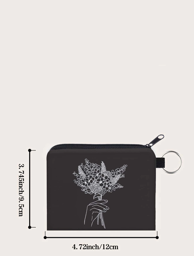 Monedero Estampado Floral - Blanco y Negro-3