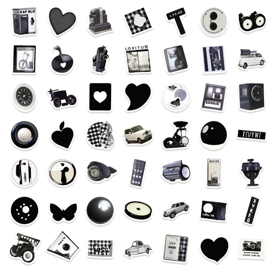 🖤 Stickers Blanco & Negro – Pack de 10 Unidades & Estilo Vintage-2