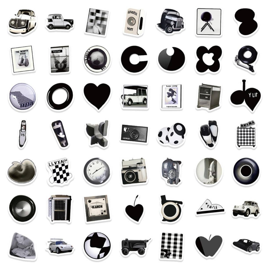 🖤 Stickers Blanco & Negro – Pack de 10 Unidades & Estilo Vintage-3