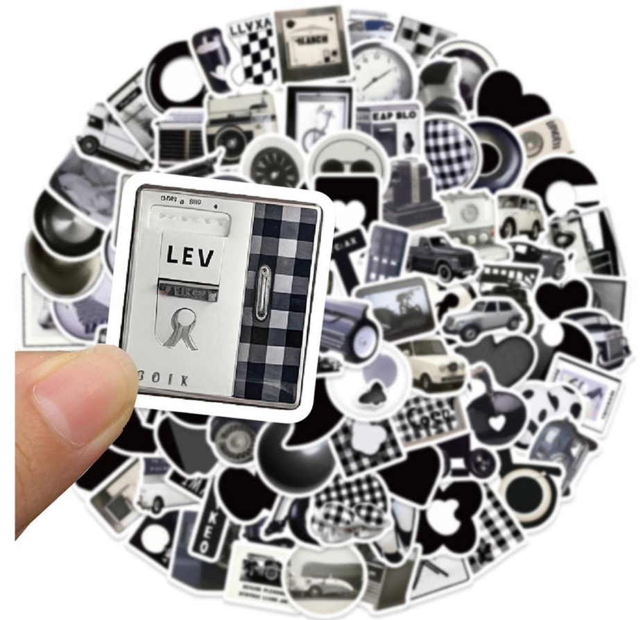 🖤 Stickers Blanco & Negro – Pack de 10 Unidades & Estilo Vintage-5