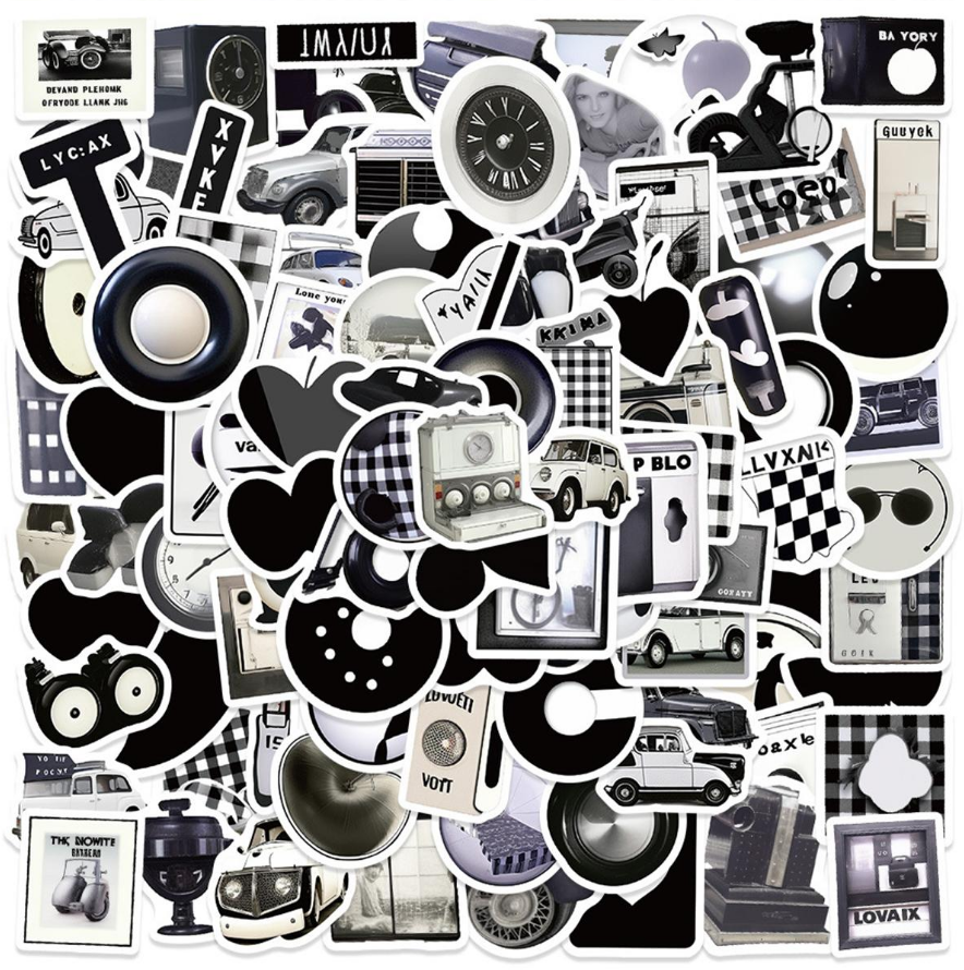 🖤 Stickers Blanco & Negro – Pack de 10 Unidades & Estilo Vintage-6