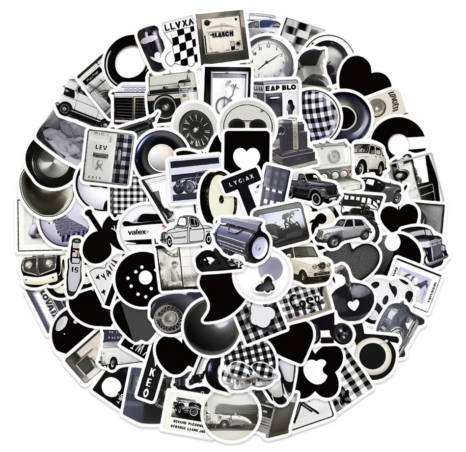 🖤 Stickers Blanco & Negro – Pack de 10 Unidades & Estilo Vintage-7