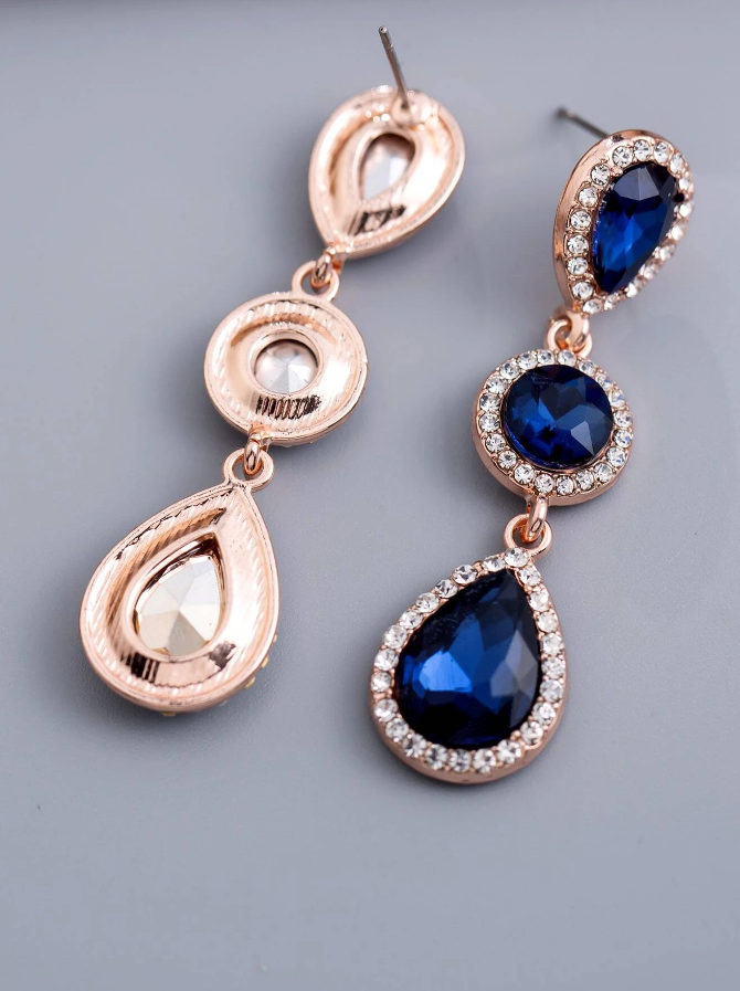 Pendientes Gota de Agua con Diamantes de Imitación-2