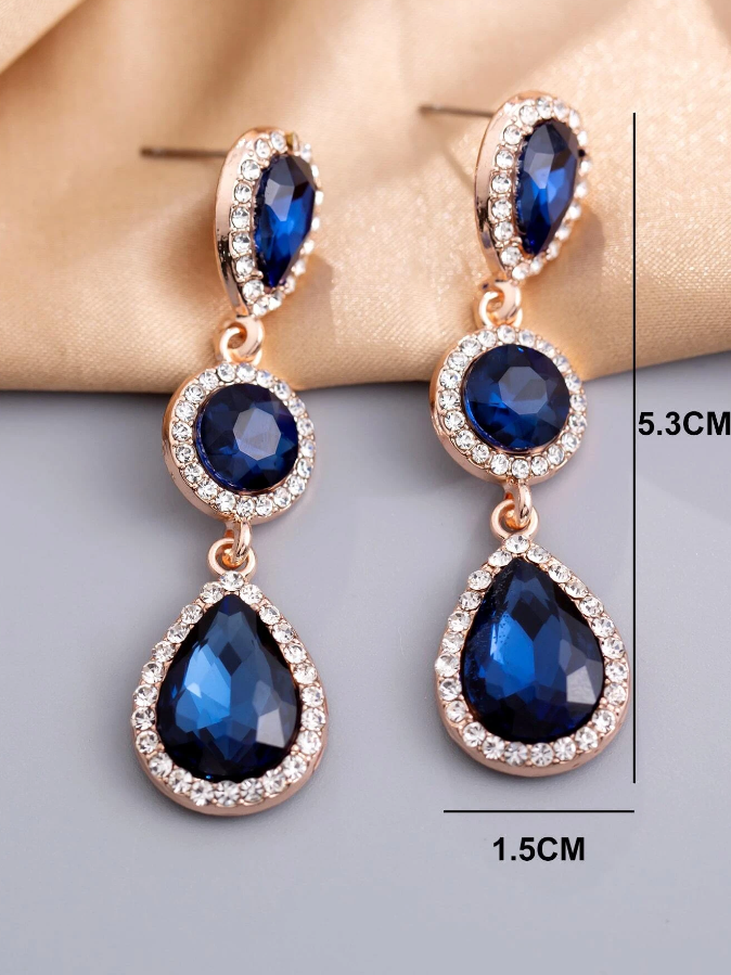 Pendientes Gota de Agua con Diamantes de Imitación-3
