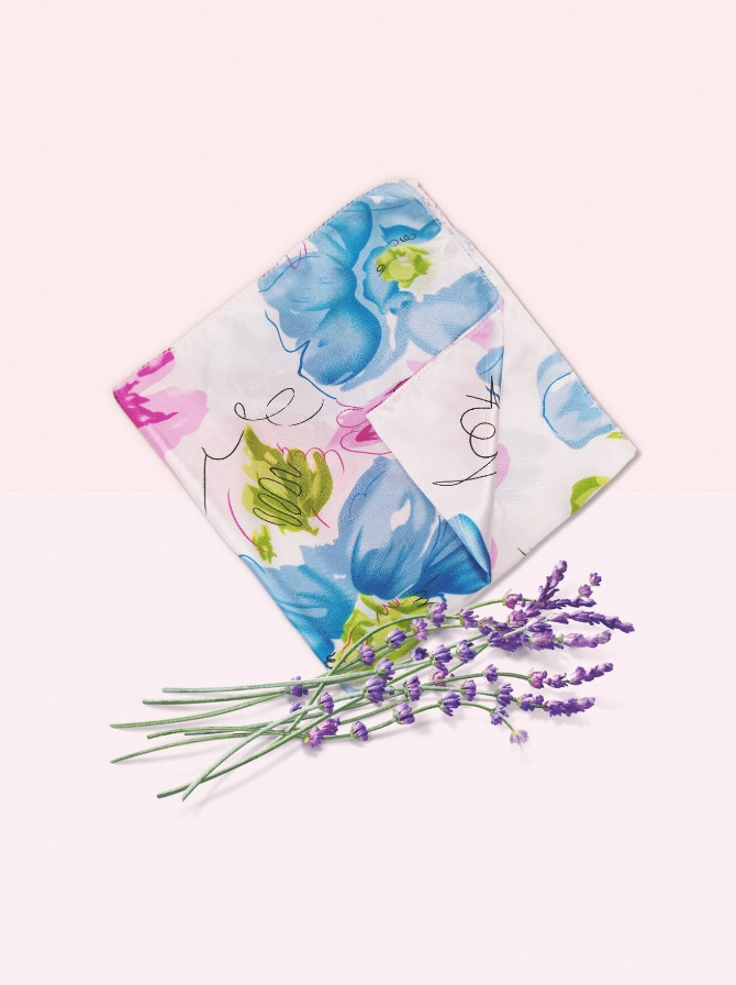 Pañuelo Floral con Estampado Multicolor - Celeste-3