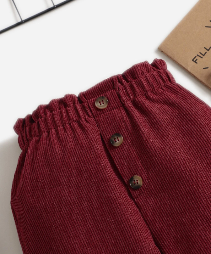 Pantalón Largo de Cotele Burdeos para Bebes-2