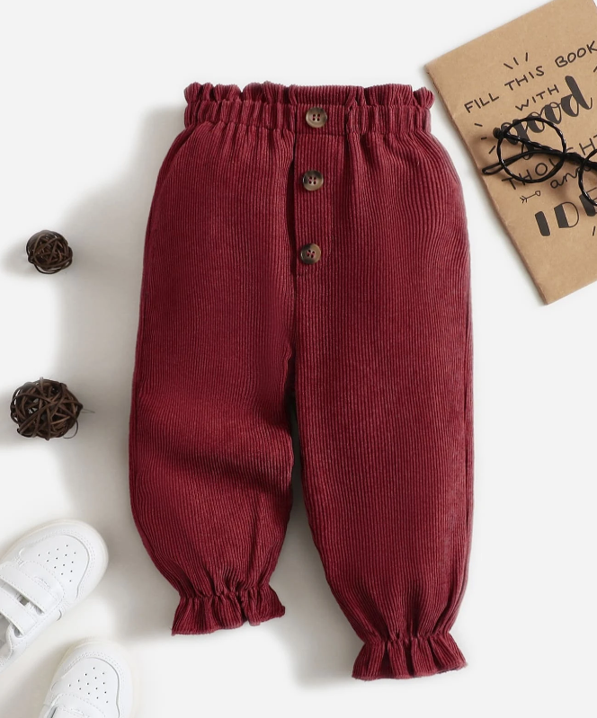 Pantalón Largo de Cotele Burdeos para Bebes-3