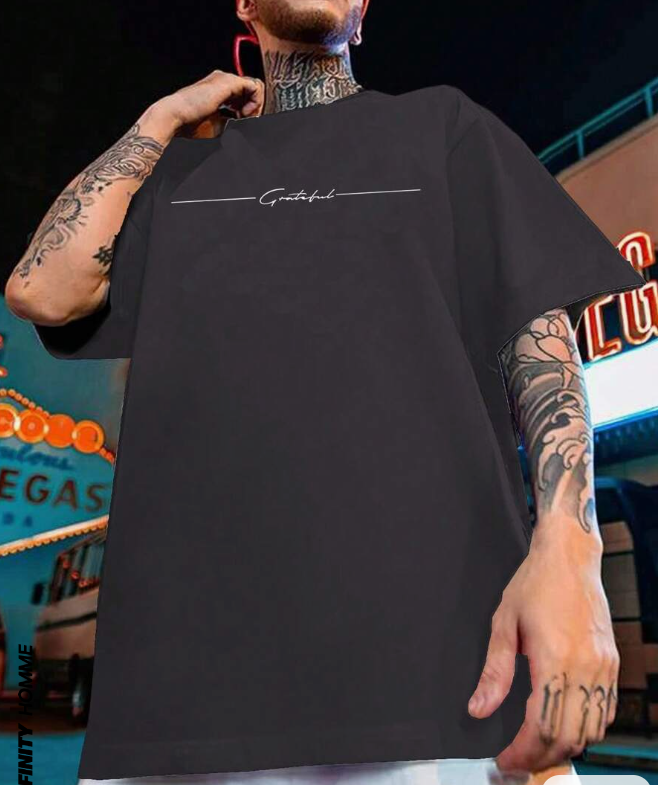 👕 Polera Oversized Estilo Casual – Estampado “Grateful” - Talla 3XL-4