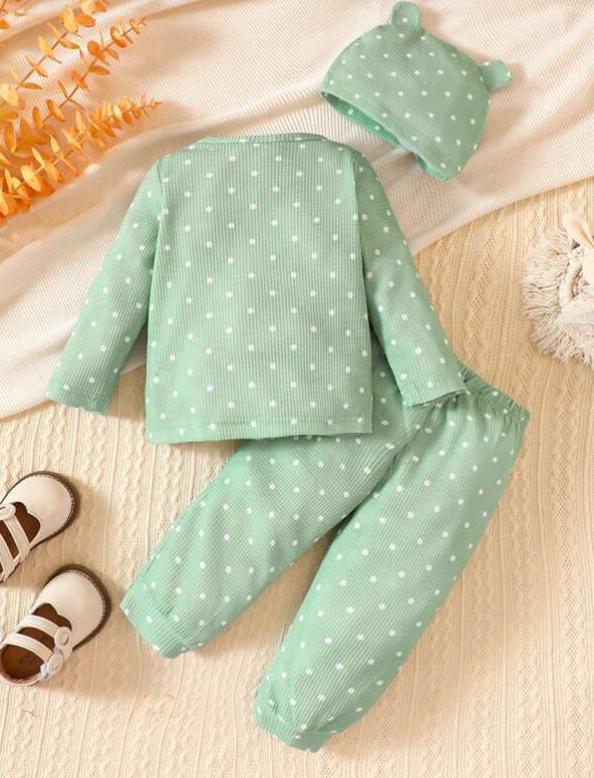 Conjunto Verde de Lunares para Bebé-5