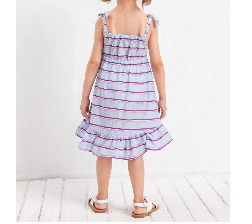 Vestido Bohemio de Rayas con Volantes para Niñas - Talla 3 años-2