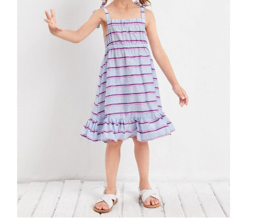 Vestido Bohemio de Rayas con Volantes para Niñas - Talla 3 años-3