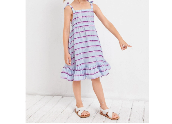 Vestido Bohemio de Rayas con Volantes para Niñas - Talla 3 años-4