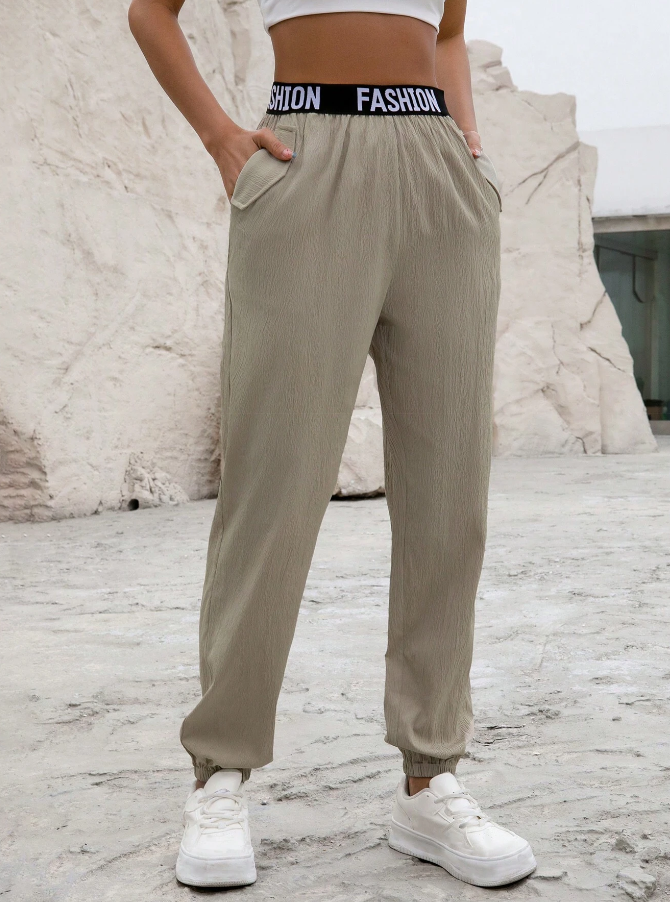 Jogger Casual Caqui con Cintura Elástica - Talla M-5