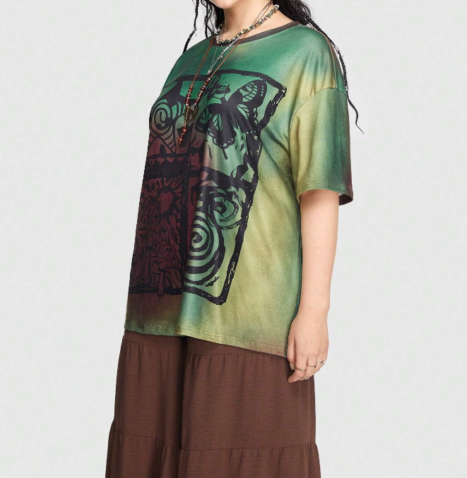 Camiseta Tie-Dye con Estampado de Mariposa - Multicolor-2