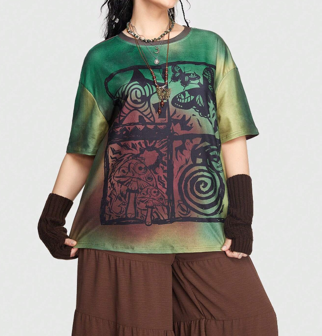 Camiseta Tie-Dye con Estampado de Mariposa - Multicolor-5